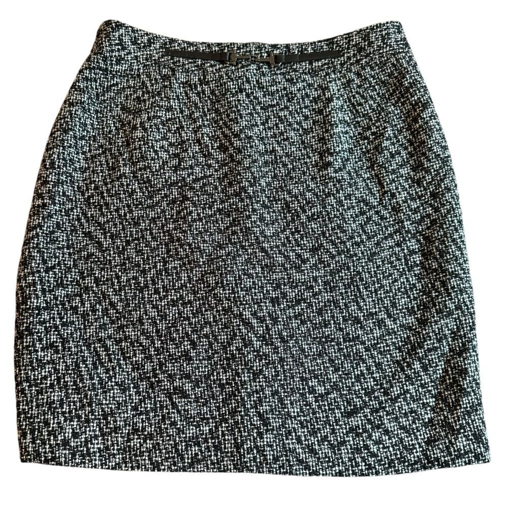 Amanda & Chelsea Tweed Pencil Skirt Size 8 Black & White NWT Textured